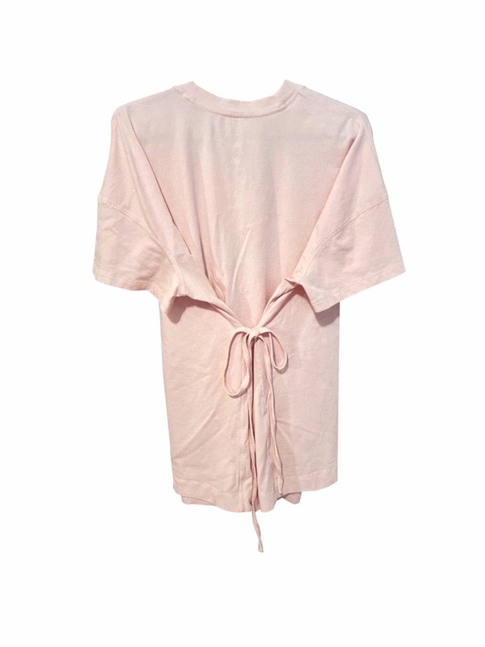 lululemon All Yours Tie Back Tee Size 8 Light Pink Pima Cotton - Picture 3 of 10
